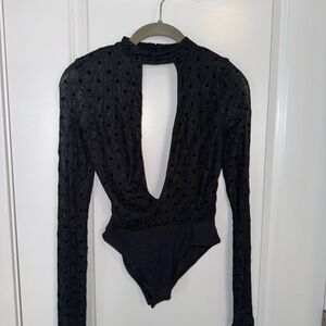 Black Cut Out Long Sleeve Bodysuit